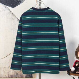 Miu Miu Navy Green Striped Long Sleeve Top | Authentic New